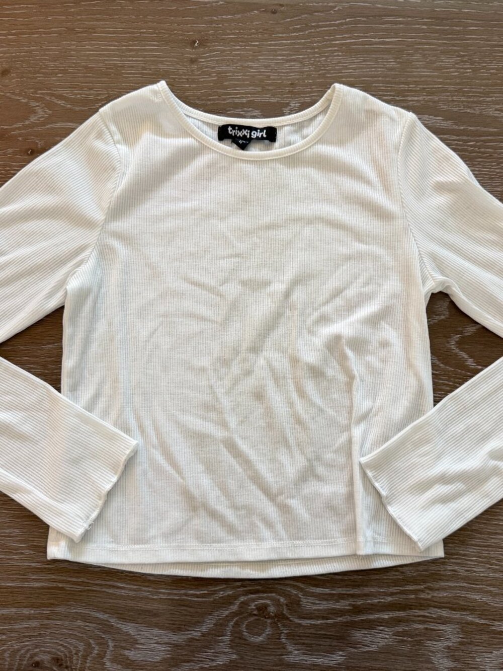Girls Trixxi Girl Stitch Fix white ribbed long sleeve shirt top size medium